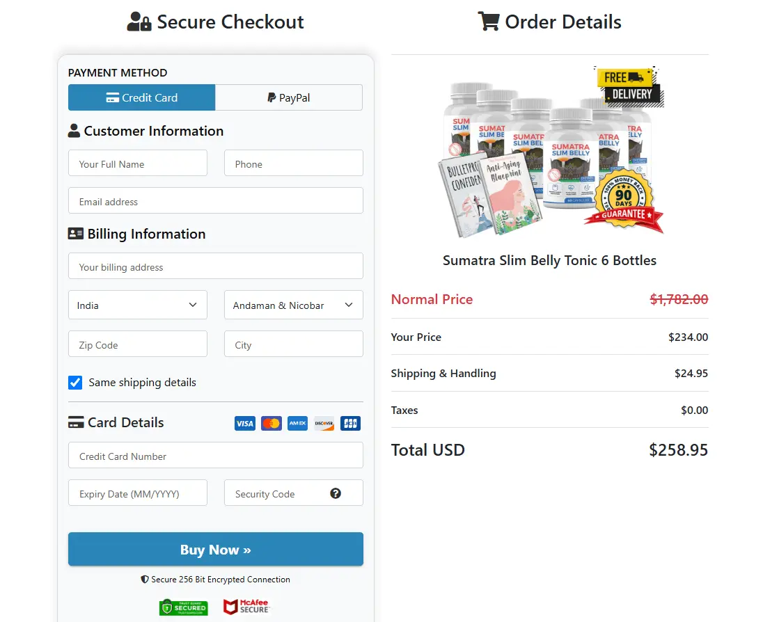 Sumatra Slim Belly Tonic Order Form